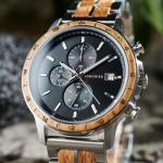 Men's Wooden Watch with Stainless Steel Strap