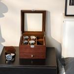 Espresso Wooden Watch Box with Glass Top