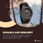 Treehut Men's Ebony Wood Watch with Leather Straps