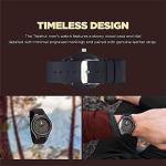 Treehut Men's Ebony Wood Watch with Leather Straps