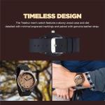Treehut Men's Bamboo Wood Watch with Leather Strap