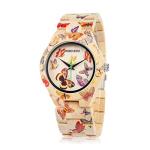 BOBO BIRD Women's Bamboo Butterfly Engraved Watch