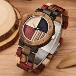 Tiong Women’s Plaid Wood Watch with Adjustable Strap