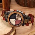 Tiong Women’s Plaid Wood Watch with Adjustable Strap