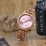 BOBO BIRD Women’s Zebra Wood Quartz Chronograph Watch