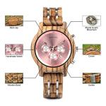 BOBO BIRD Women’s Zebra Wood Quartz Chronograph Watch
