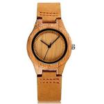 CUCOL Women's Bamboo Wood Watch with Leather Strap