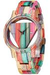 Colorful Bamboo Triangular Watch for Men and Women