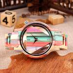 Colorful Bamboo Triangular Watch for Men and Women