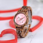BOBO BIRD Women’s Zebra Wood Quartz Chronograph Watch