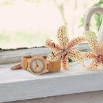 CUCOL Women's Bamboo Wood Watch with Leather Strap