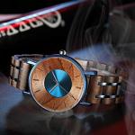 Stylish Blue Wooden Chronograph Watch for All