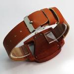 Triangle Red Wood Watch with Leather Band for Women