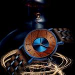 Stylish Blue Wooden Chronograph Watch for All