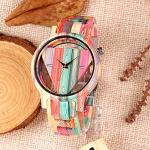 Colorful Bamboo Triangular Watch for Men and Women