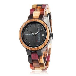 Colorful Handmade Women’s Wood Watch with Date Display