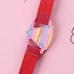 Red Triangle Wood Watch for Women with Leather Band