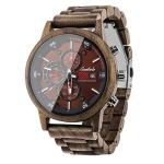 Men's Walnut Wood Chronograph Watch with Date Display