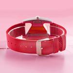 Red Triangle Wood Watch for Women with Leather Band