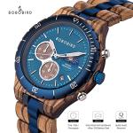 Men's Blue Sandalwood Quartz Wristwatch with Chronograph