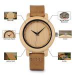 BOBO BIRD Women's Bamboo Wood Watch with Leather Strap