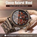 Men's Walnut Wood Chronograph Watch with Date Display