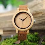 BOBO BIRD Women's Bamboo Wood Watch with Leather Strap