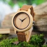 BOBO BIRD Women's Bamboo Wood Watch with Leather Strap