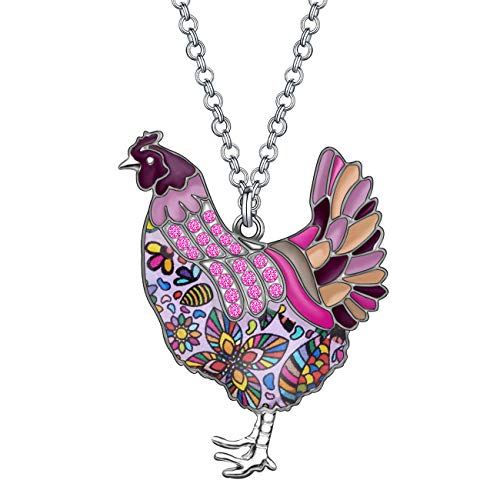 Chickens Necklace with Rooster Charm for Girls