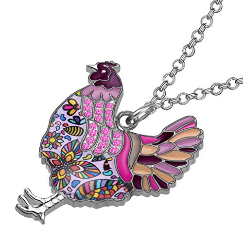 Chickens Necklace with Rooster Charm for Girls