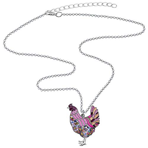 Chickens Necklace with Rooster Charm for Girls