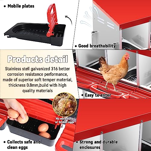 Adjustable 4-Hole Chicken Nesting Boxes with Swing Perch