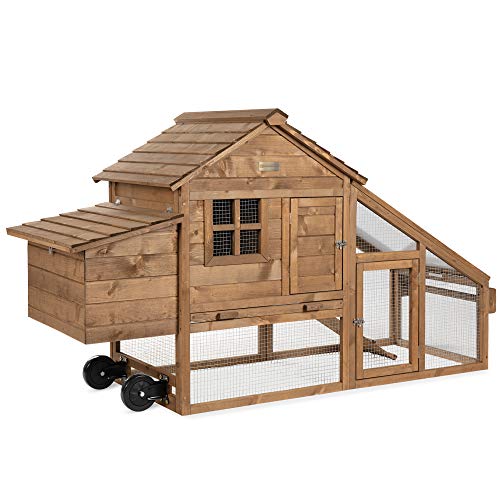 70in Mobile Fir Wood Chicken Coop for 3-5 Hens