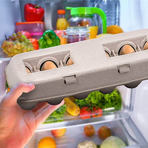 Natural Pulp Egg Cartons - Holds 12 Eggs | 1 Dozen | Sturdy & Eco-friendly | Extra Eggs Storage