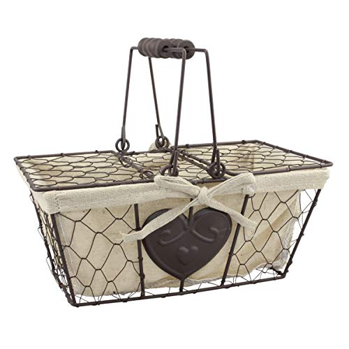 Farmhouse Chicken Wire Picnic Basket with Heart Detail