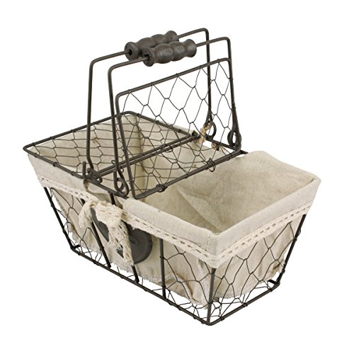 Farmhouse Chicken Wire Picnic Basket with Heart Detail