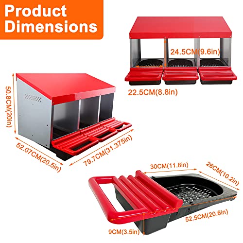 ZenxyHoC 3 Hole Chicken Nesting Box with Perch