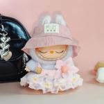 For 17cm Labubu Doll Outfit Wrinkled Skirt Flower Hairpin Set Fisherman Hat Labubu Clothes Ropa Labubu