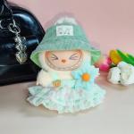 For 17cm Labubu Doll Outfit Wrinkled Skirt Flower Hairpin Set Fisherman Hat Labubu Clothes Ropa Labubu