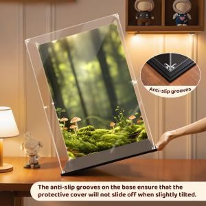 Eary Transparent Display Case for Zimomo with Background Board Acrylic Display Box For Labubu Dolls Dustproof Storage Stable