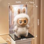 Eary Transparent Display Case for Zimomo with Background Board Acrylic Display Box For Labubu Dolls Dustproof Storage Stable