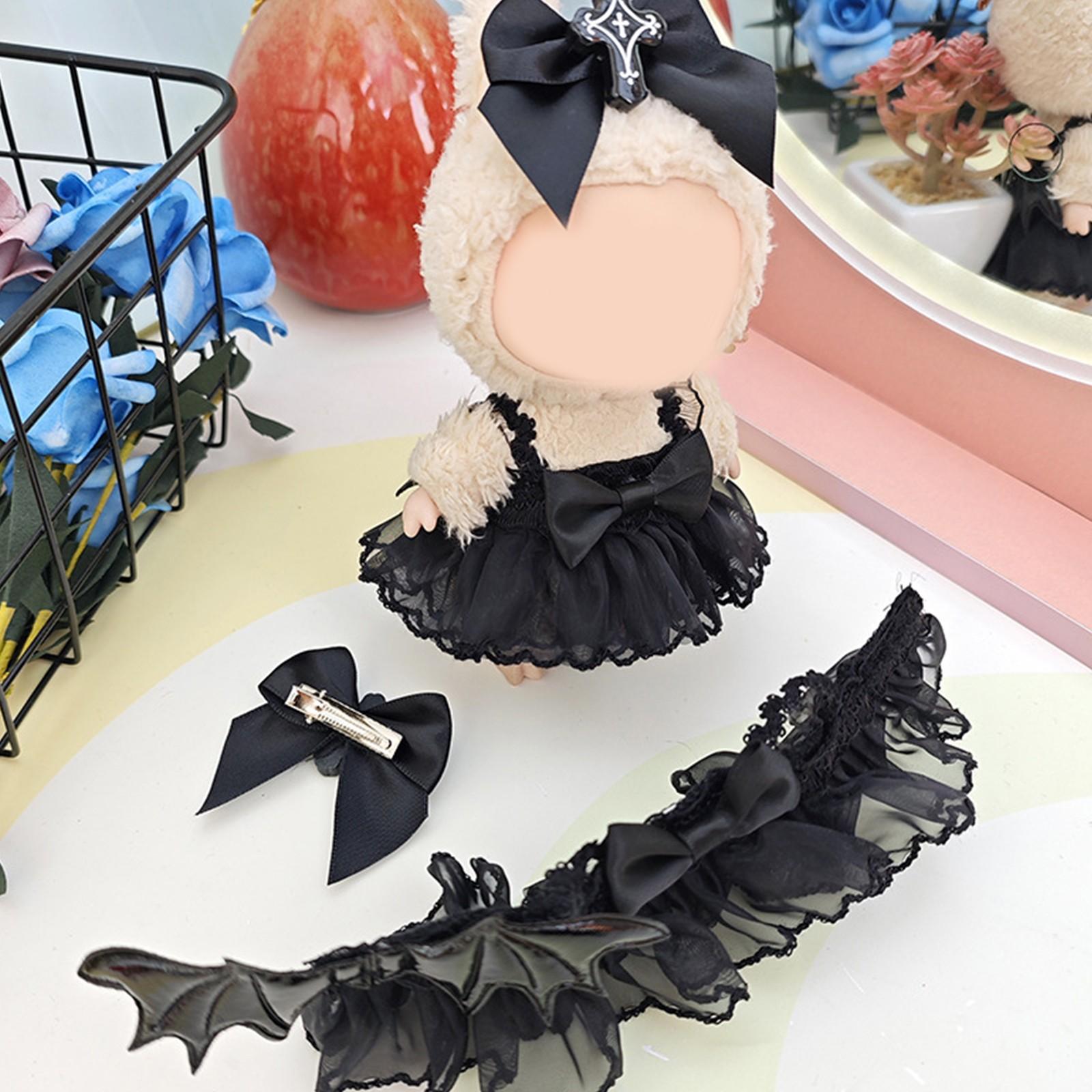 Cute Mini Plush Doll's Clothes Accessories for Labubu Dark Devil Sling Dress Halloween Sitting Party Clothing Collection Gifts ﻿