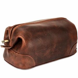 Men's Genuine Leather Dopp Kit - Rustic Brown