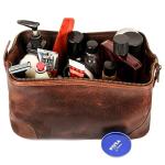 Men's Genuine Leather Dopp Kit - Rustic Brown
