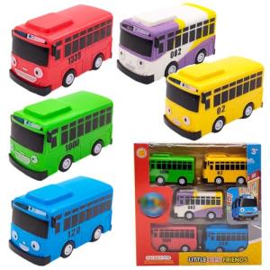 Luxury 5-Piece Friction Bus Toy Set
