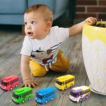 Luxury 5-Piece Friction Bus Toy Set