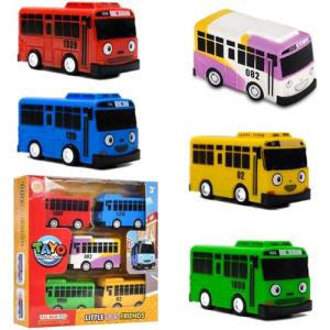 5-Piece Alloy Diecast Bus Toy Vehicle Set