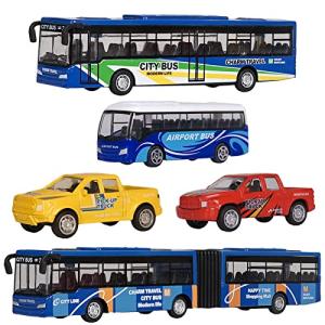 Luxury Die-Cast City Bus and Pickup Toy Set