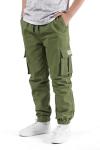 Boys Army Green Cargo Joggers with Pockets