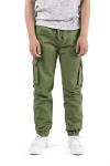 Boys Army Green Cargo Joggers with Pockets
